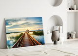 Long Dock on the Lake Glass Wall Art.