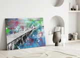 Illustration Dock Glass Wall Art.