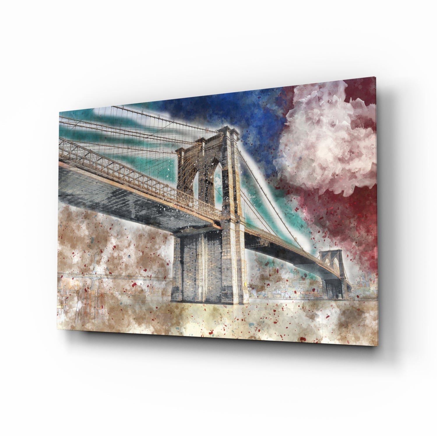Illustration bridge Glass Wall Art.