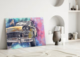 Illustration Taxi Glass Wall Art.