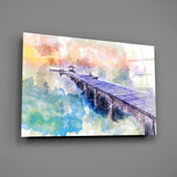 Illustration Dock Glass Wall Art.