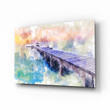 Illustration Dock Glass Wall Art.