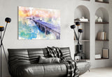 Illustration Dock Glass Wall Art.
