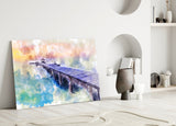 Illustration Dock Glass Wall Art.