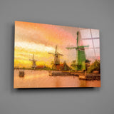 Windmills Glass Wall Art.