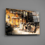 Retro Old Garage Glass Wall Art.
