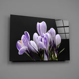 Purple Flowers Glass Wall Art.