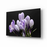 Purple Flowers Glass Wall Art.