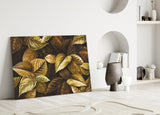 Yellow Leaf Glass Wall Art.
