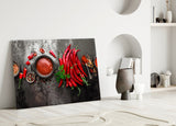 Red Peppers Glass Wall Art.