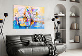 Abstract Colors Glass Wall Art.