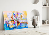 Abstract Colors Glass Wall Art.