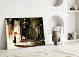 Rainy City Glass Wall Art