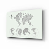 Continents Glass Wall Art.