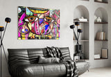 Abstract Owl Glass Wall Art.