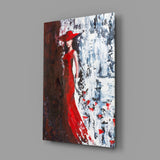 Woman in Red Hat Glass Wall Art.