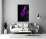 Purple Feather Glass Wall Art.