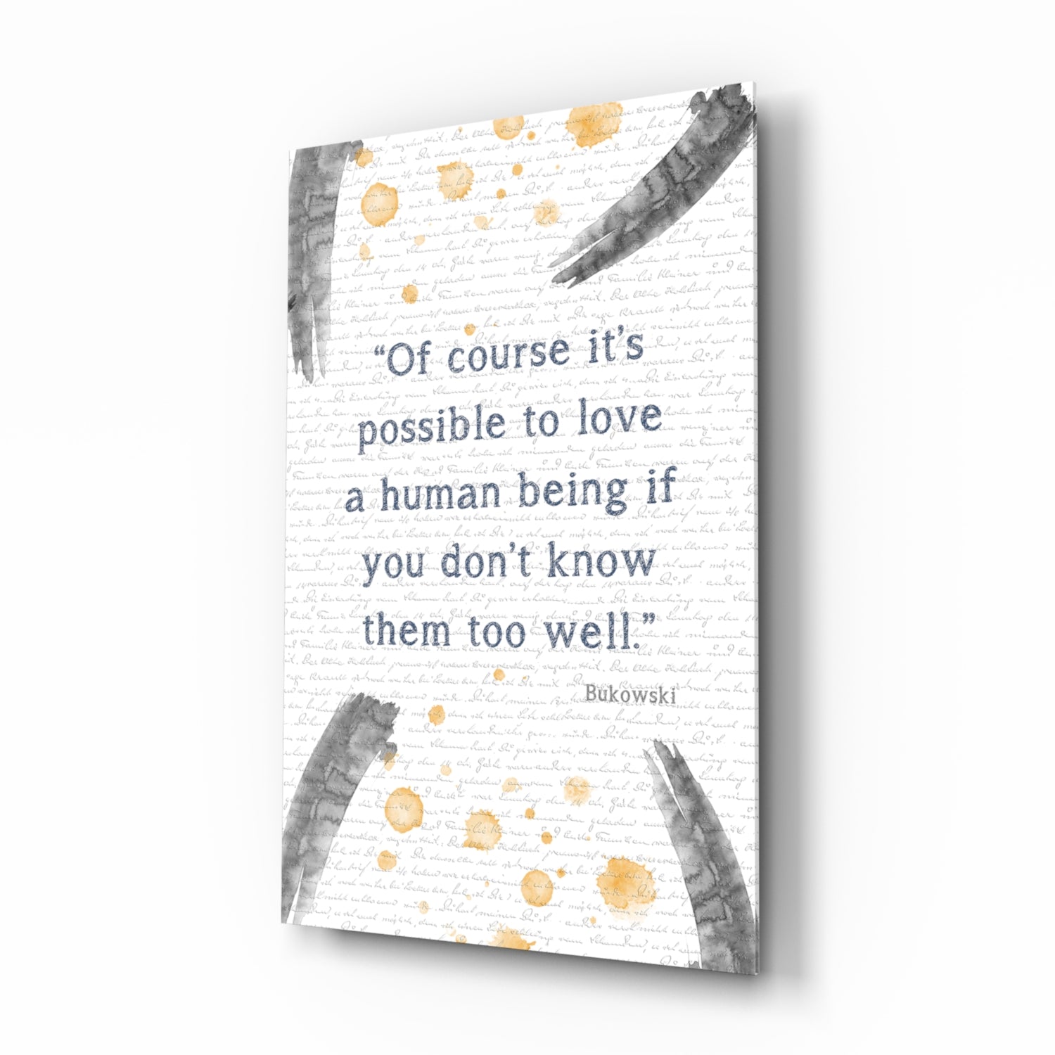 Bukowski Quotes Glass Wall Art.