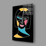 Abstract Colorful Portrait Glass Wall Art.