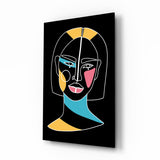 Abstract Colorful Portrait Glass Wall Art.