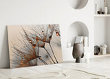 Cinnamon Dandelion Glass Wall Art.