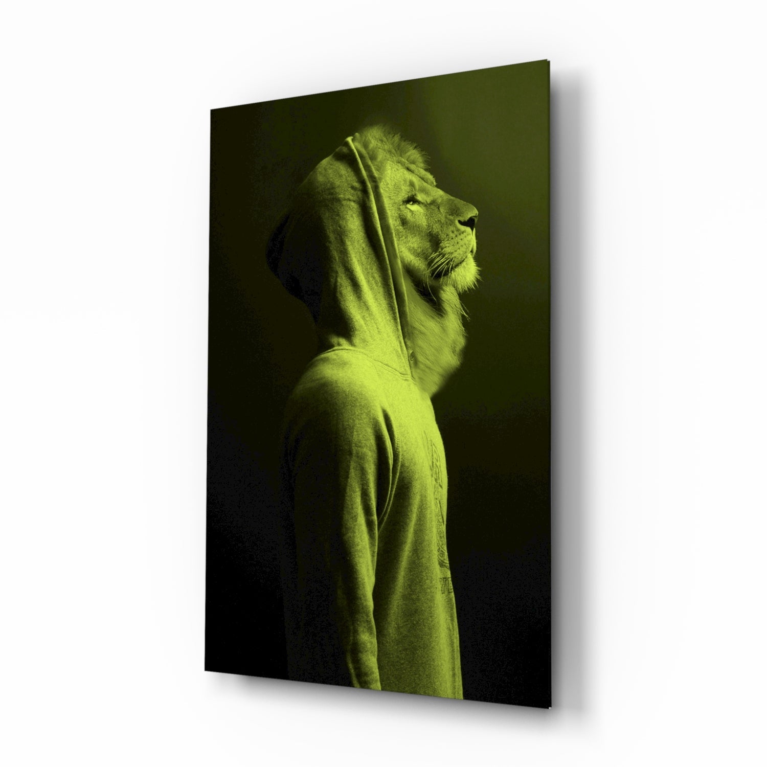 Green Lion Head Glass Wall Art.