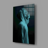 Blue Lion Head Glass Wall Art.