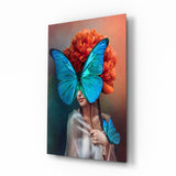 Butterfly Woman Glass Wall Art.