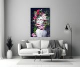 Flower and Woman Glass Wall Art.
