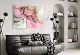 Pink Marble Pattern Glass Wall Art.