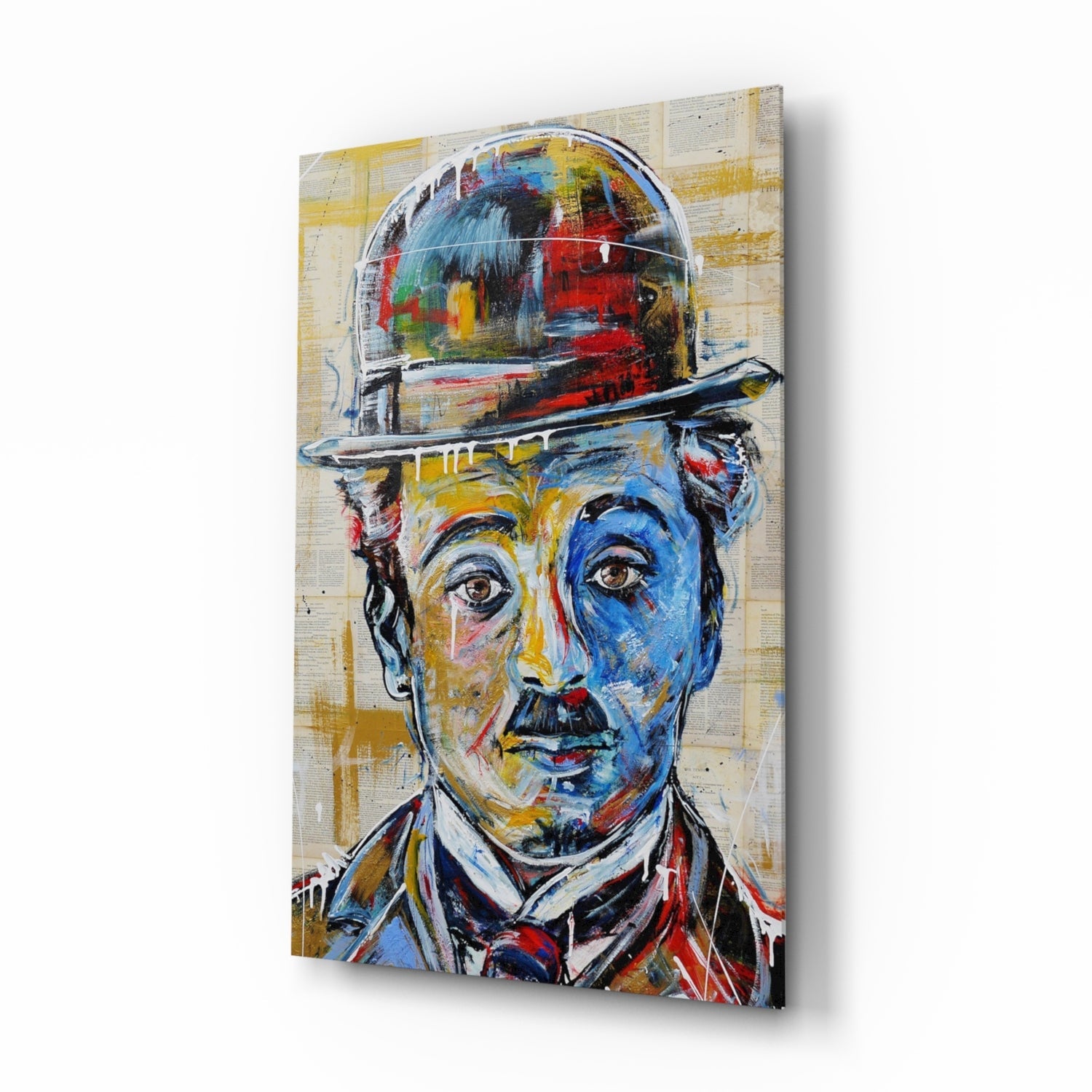 Charlie Chaplin Glass Wall Art.