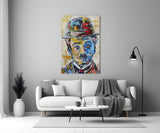 Charlie Chaplin Glass Wall Art.