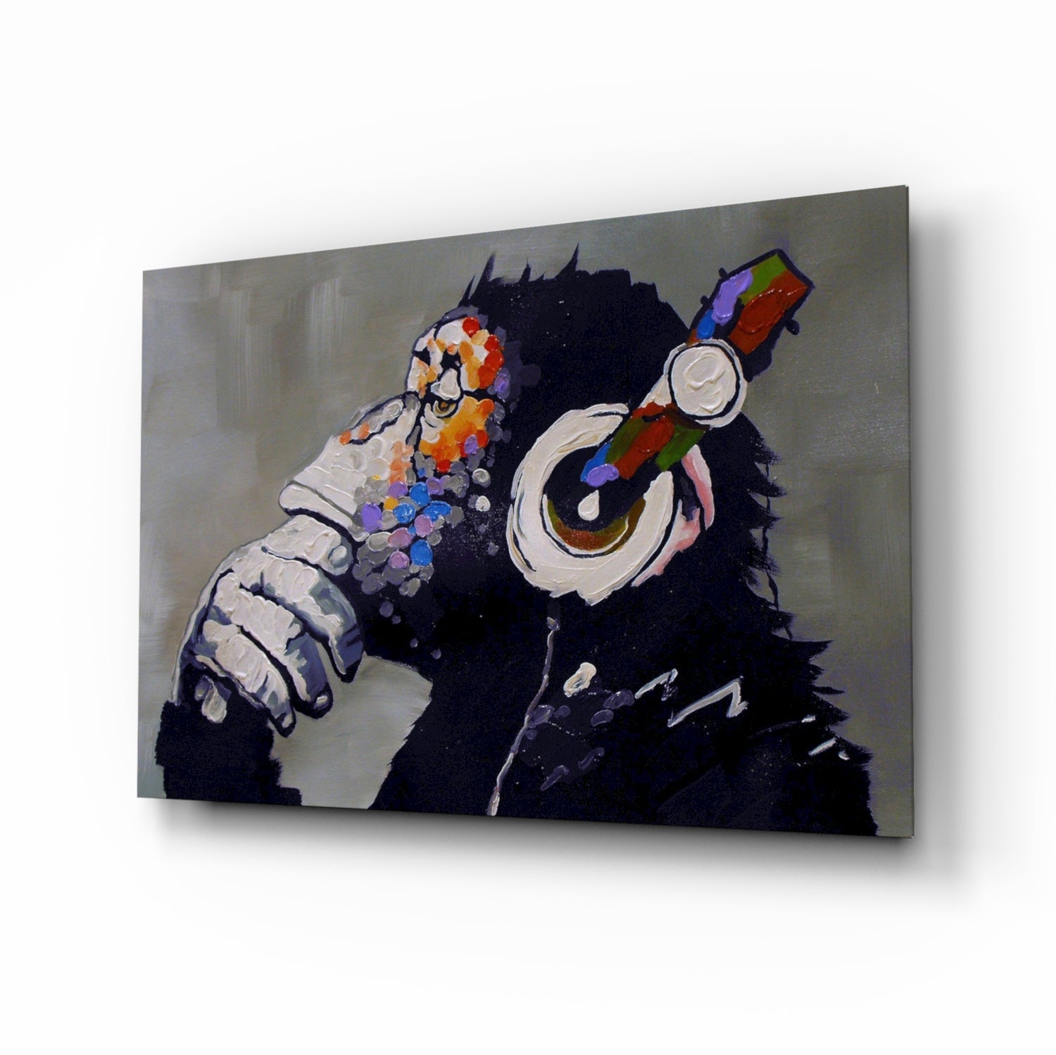 Thinking Monkey Glass Wall Art.