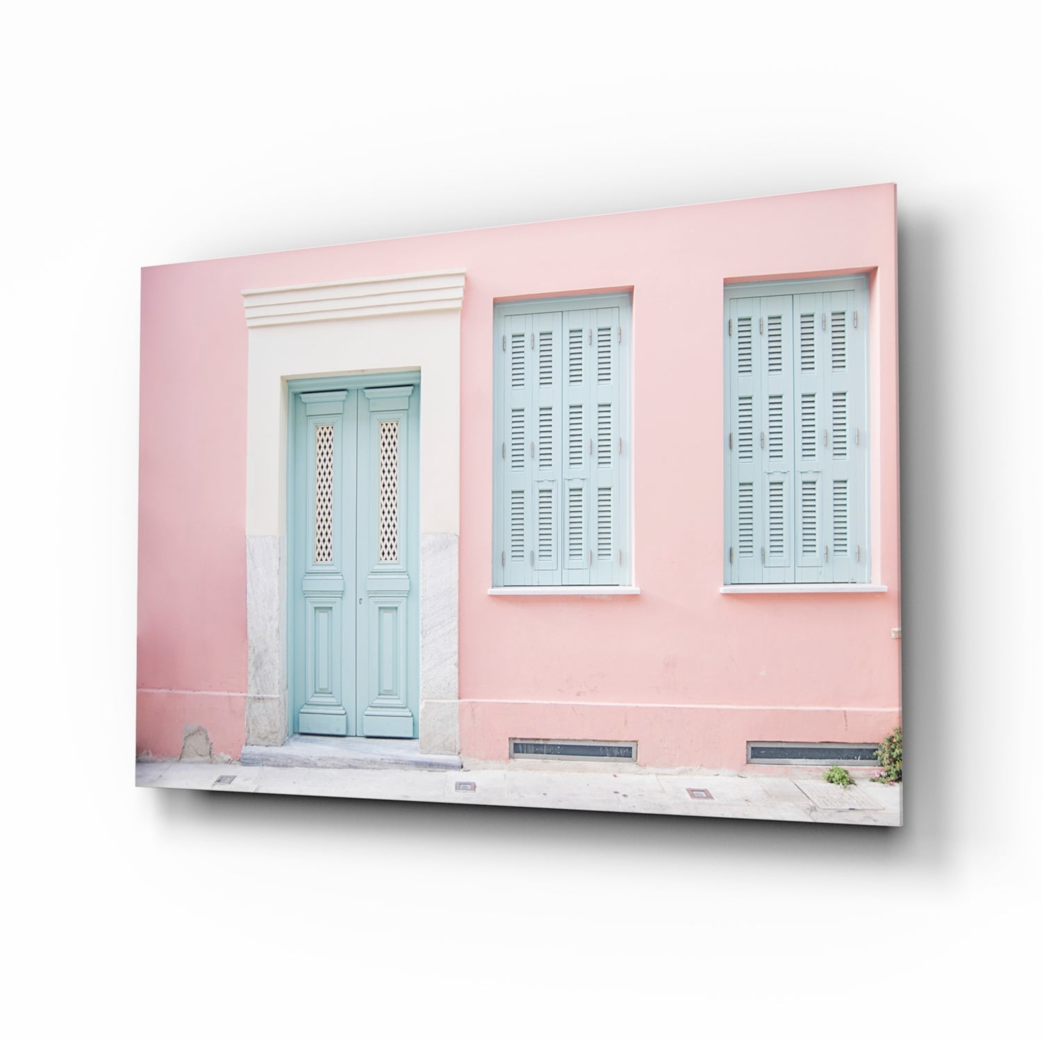 Pink House Glass Wall Art.