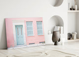 Pink House Glass Wall Art.