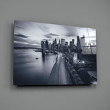 Gray City Landscape Glass Wall Art.