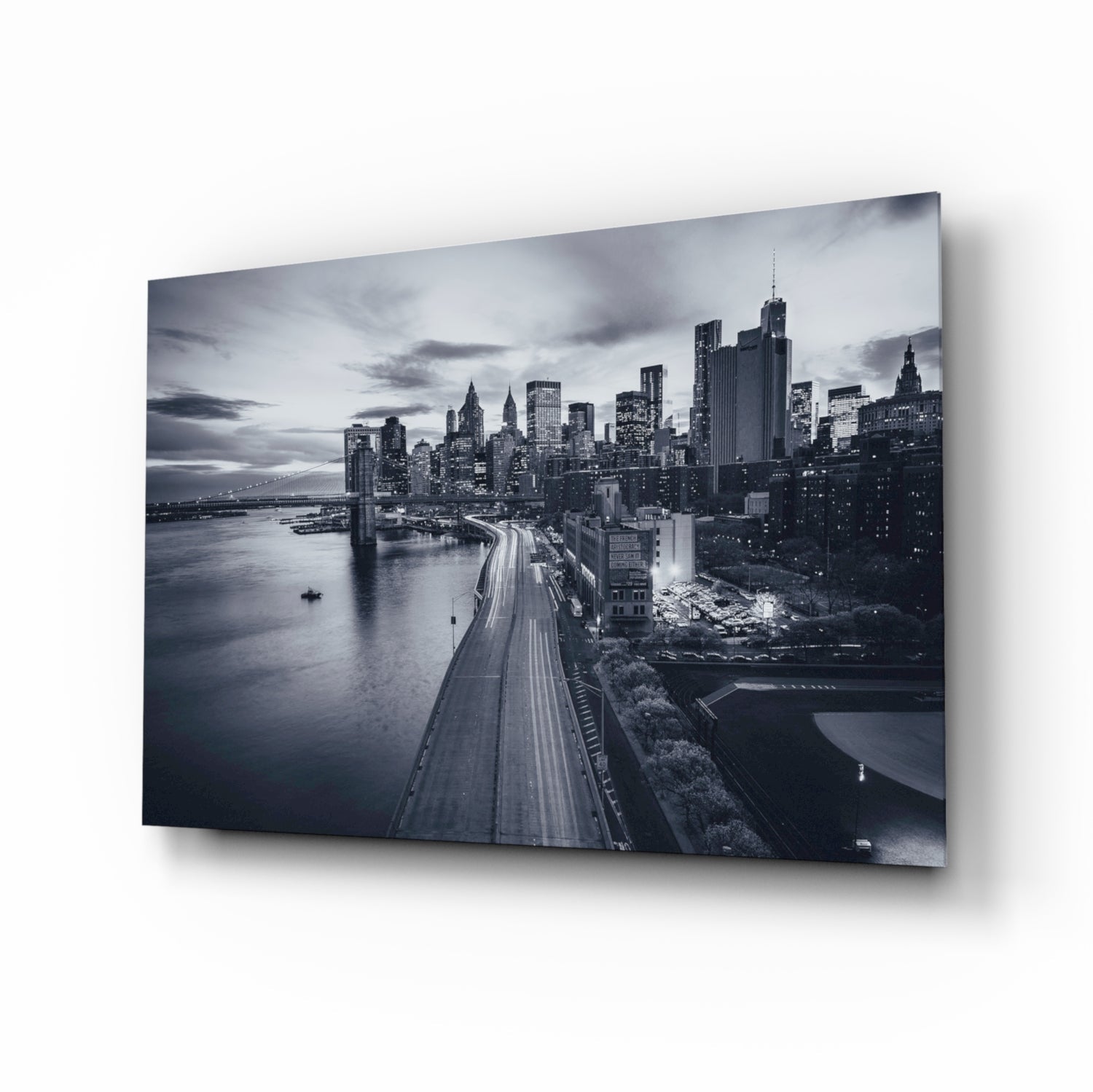 Gray City Landscape Glass Wall Art.