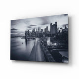 Gray City Landscape Glass Wall Art.