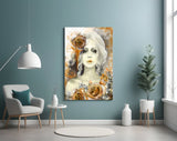 Yellow Rose and Woman Glass Wall Art.