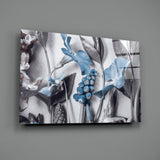 Blue Flowers Glass Wall Art.