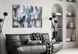 Blue Flowers Glass Wall Art.