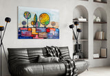 Abstract City Glass Wall Art.