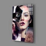 Abstract Woman Portrait Glass Wall Art.