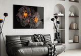Brown Flower Glass Wall Art.