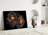 Brown Flower Glass Wall Art.