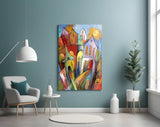 Colorful Houses Glass Wall Art