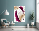 Burgundy Leaves Glass Wall Art.