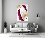 Burgundy Leaves Glass Wall Art.