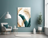 Green Leaves Glass Wall Art.