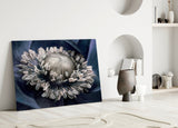 Gray Flower Glass Wall Art.